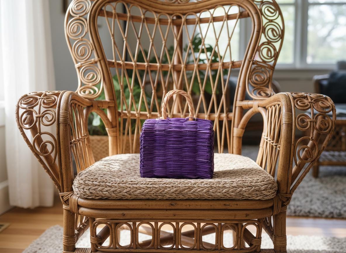 Lara Mini Portuguese Straw Basket: Handmade Organic Reed Tote Bag