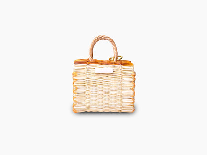 Portuguese Reed Market Bag, Organic Straw Tote, Handmade Summer Beach Basket, Traditional Woven Shopper, The 'Orange' Mini