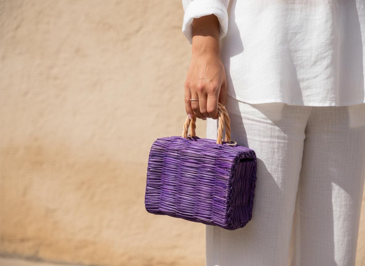 Lara Mini Portuguese Straw Basket: Handmade Organic Reed Tote Bag