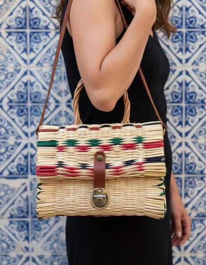 Portuguese Reed Basket Bag, Handwoven Straw Summer Handbag, Artisan Natural Market Bag for Women, Unique Personal Gifts