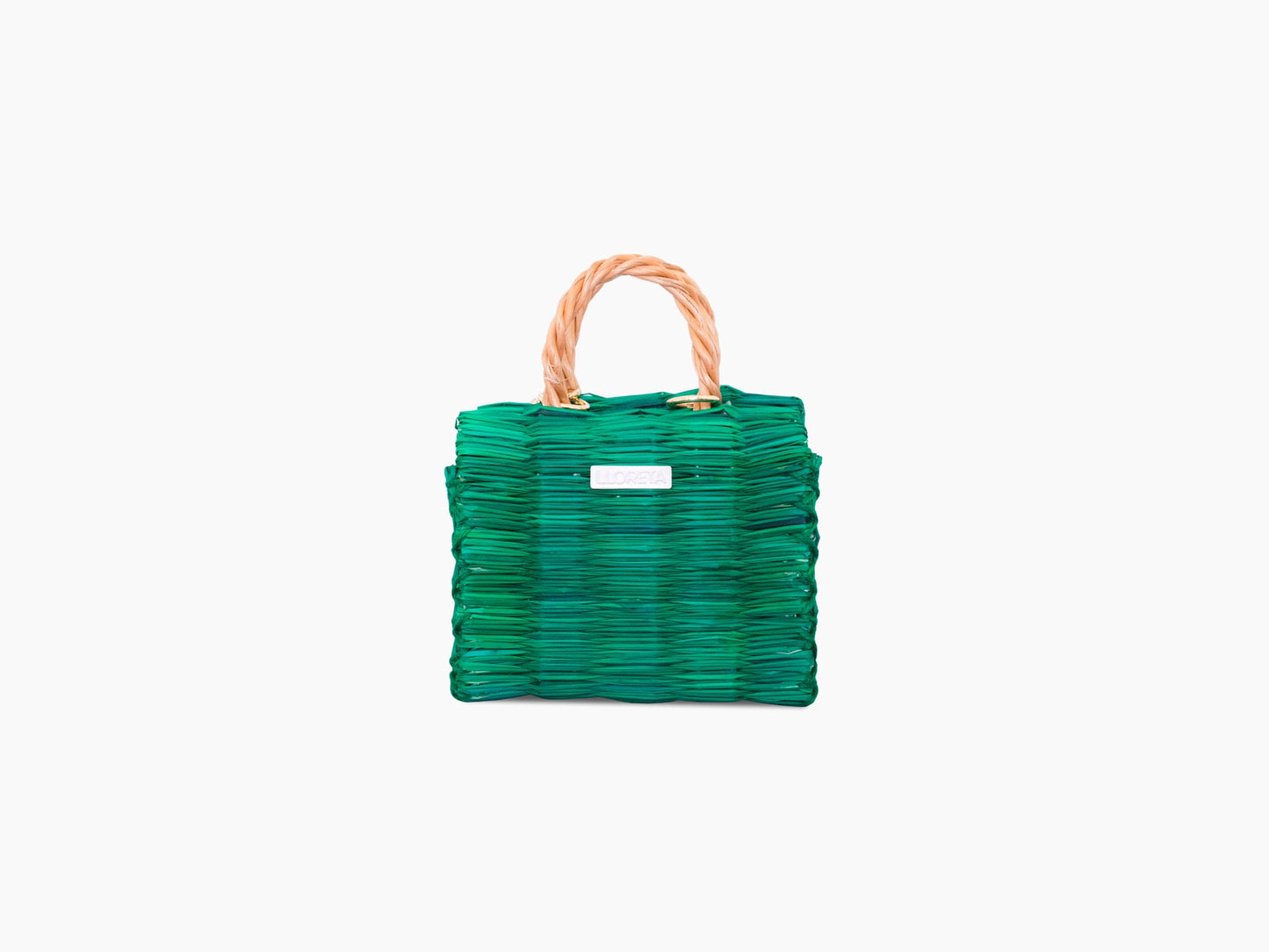 Julia Mini Green Straw Basket: Handmade Portuguese Organic Reed Tote Bag