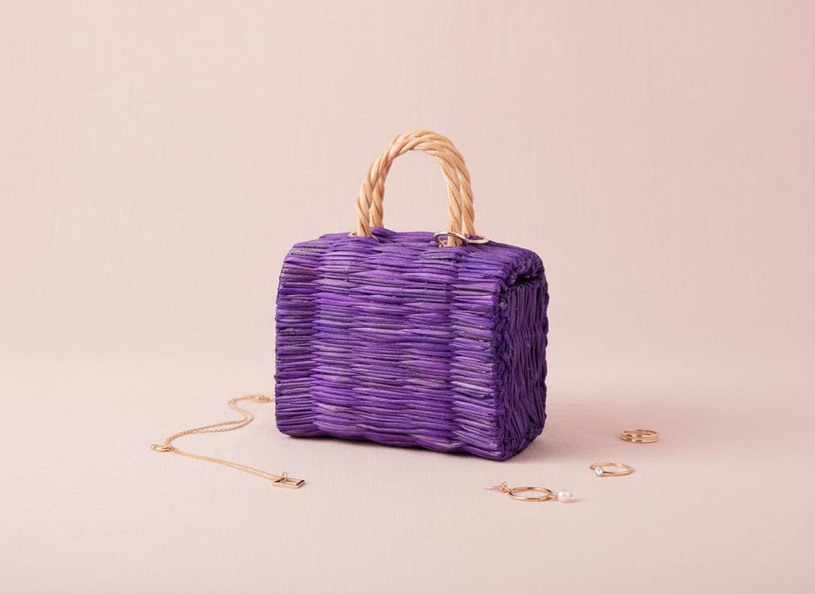 Lara Mini Portuguese Straw Basket: Handmade Organic Reed Tote Bag