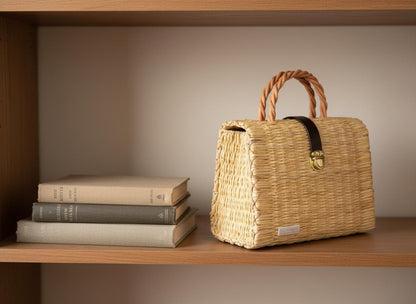 Handmade Alice Straw Basket Bag: Portuguese Organic Reed Woven Grocery & Market Tote
