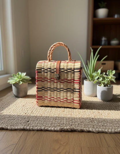 Portuguese Reed Basket Bag, Hand Woven Summer Tote, Organic Straw Handbag, Traditional Junco Bag from Portugal, Sustainable Gift for Her
