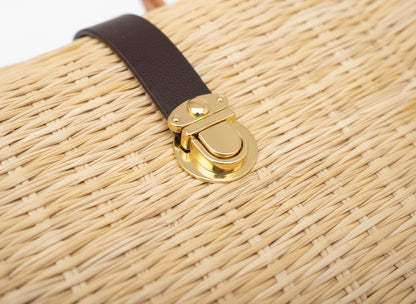 Handmade Alice Straw Basket Bag: Portuguese Organic Reed Woven Grocery & Market Tote