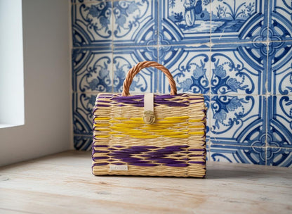 Dione Portuguese Straw Basket: Handmade Reed Tote, Picnic & Beach Bag