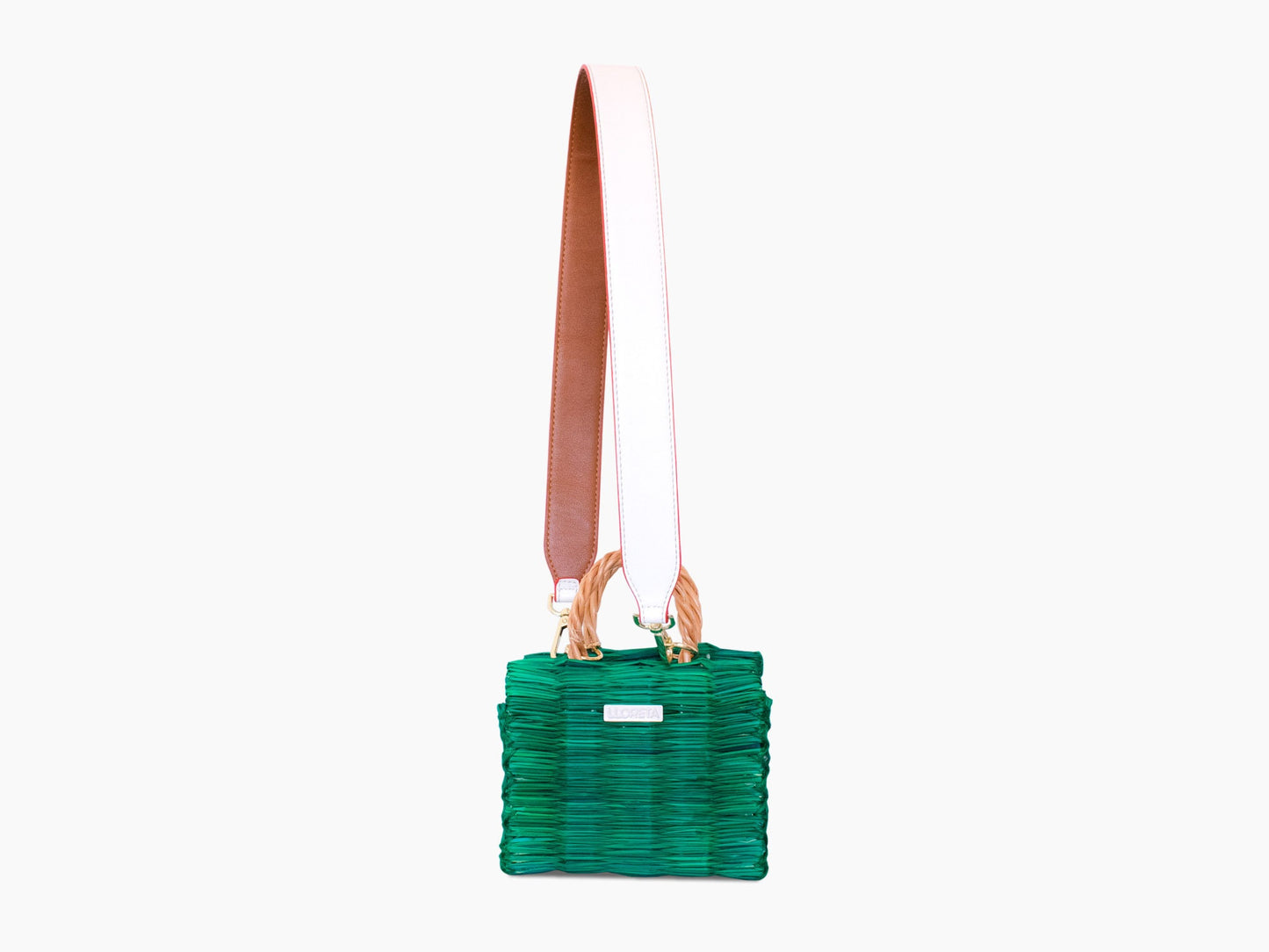 Julia Mini Green Straw Basket: Handmade Portuguese Organic Reed Tote Bag
