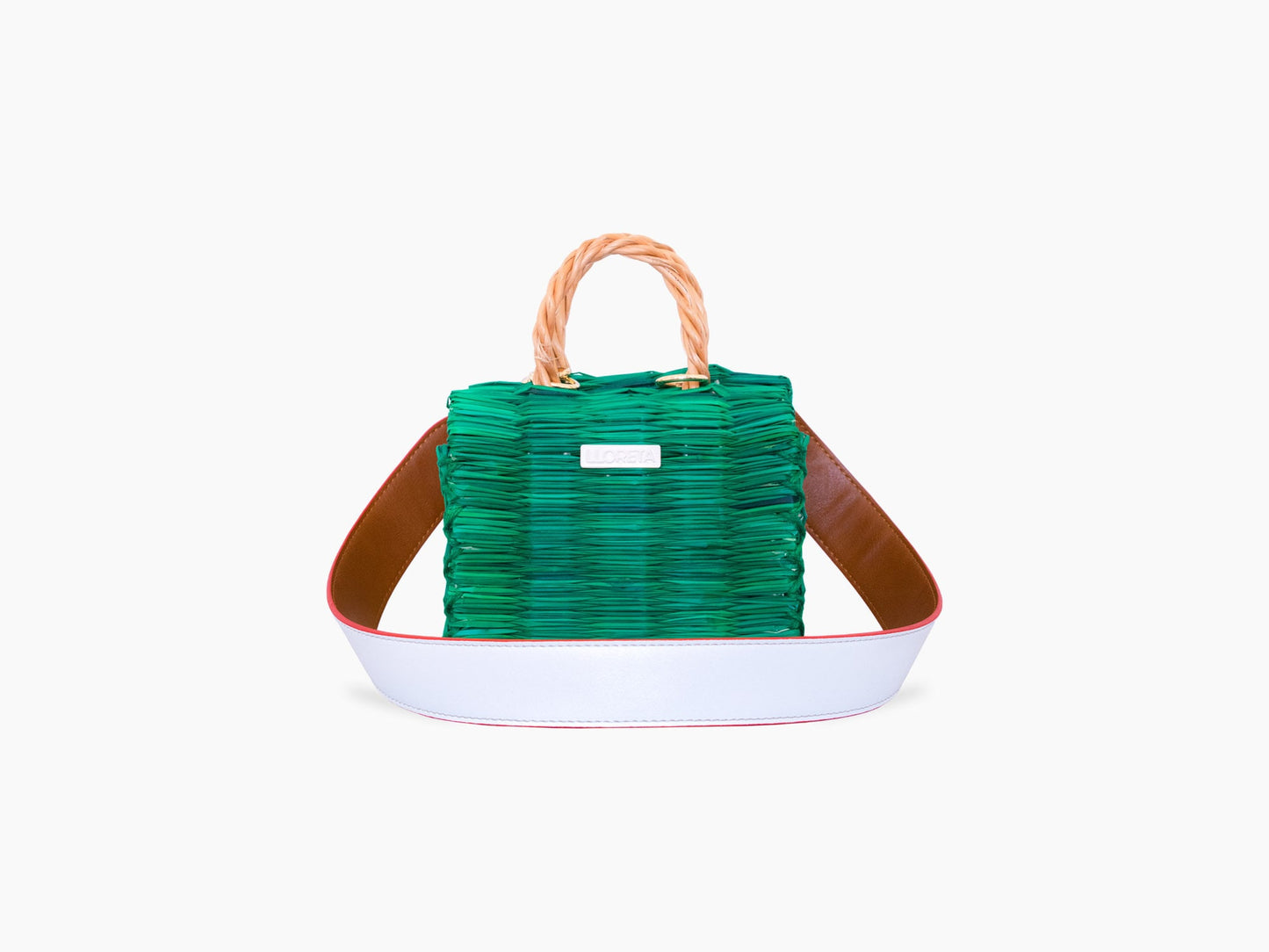 Julia Mini Green Straw Basket: Handmade Portuguese Organic Reed Tote Bag