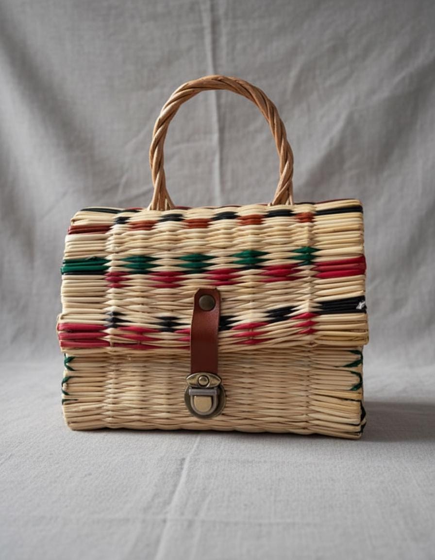 Portuguese Reed Basket Bag, Handwoven Straw Summer Handbag, Artisan Natural Market Bag for Women, Unique Personal Gifts