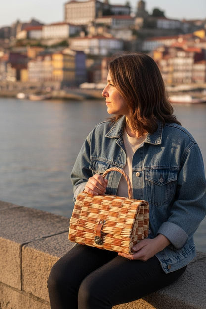 Handwoven Reed Straw Basket Bag: Portuguese Style Summer Straw Handbag, Natural Market Bag for Women