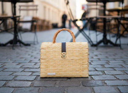 Handmade Alice Straw Basket Bag: Portuguese Organic Reed Woven Grocery & Market Tote