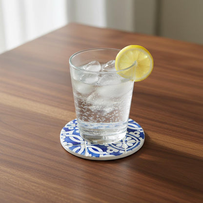 Azulejo Tile Coaster Set: Portuguese Ceramic, Blue & White Mosaic Homeware