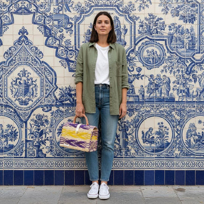 Dione Portuguese Straw Basket: Handmade Reed Tote, Picnic & Beach Bag