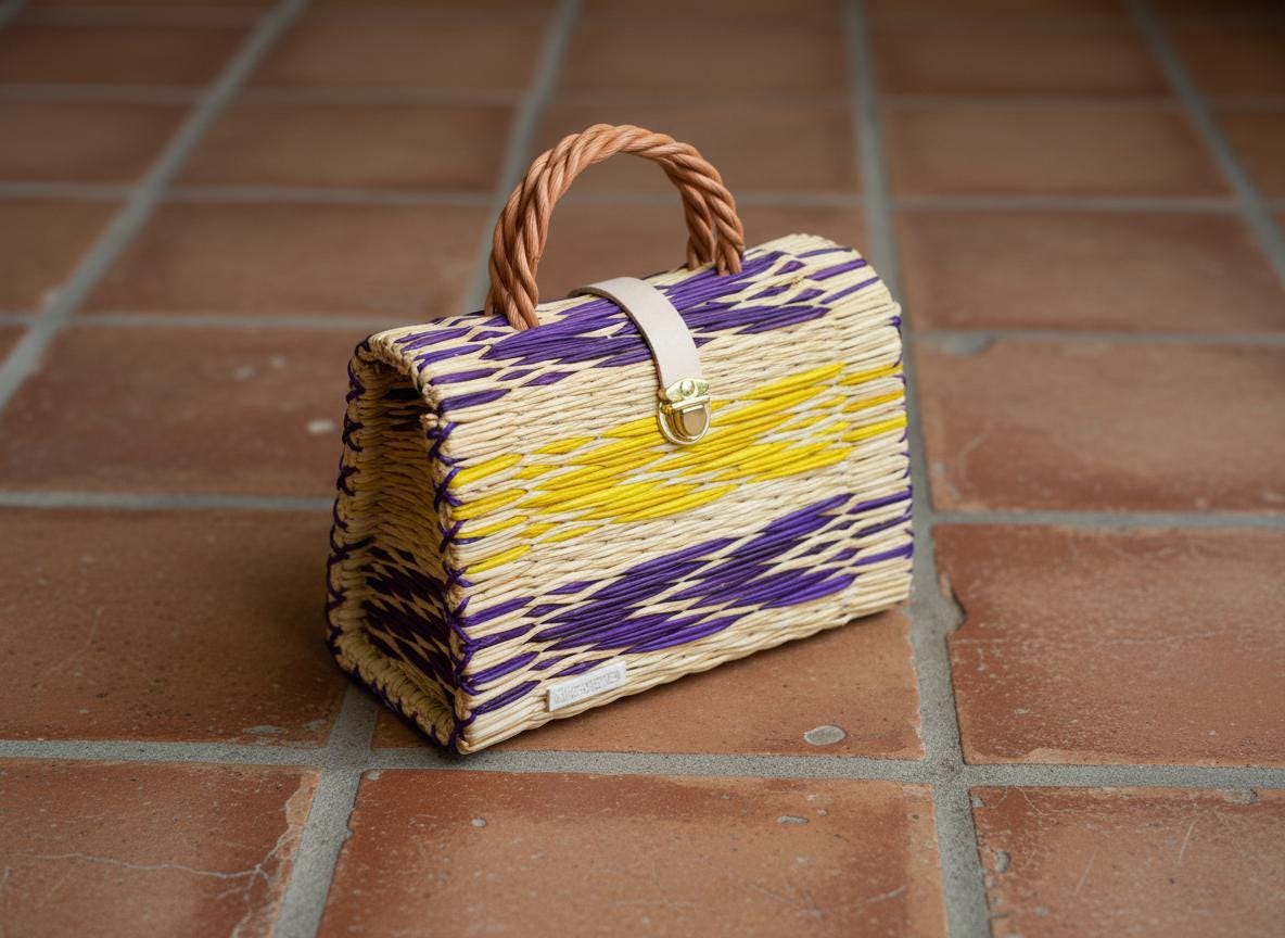 Dione Portuguese Straw Basket: Handmade Reed Tote, Picnic & Beach Bag