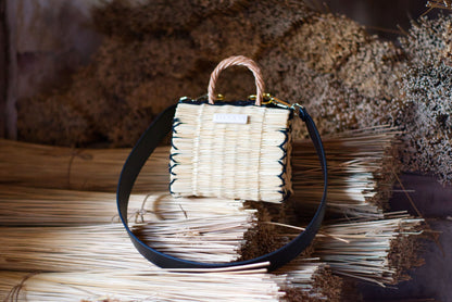 Handmade Reed Straw Basket: Portuguese Woven Grocery & Market Tote Bag