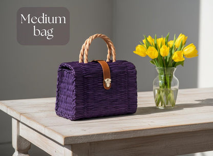 Lara Mini Portuguese Straw Basket: Handmade Organic Reed Tote Bag