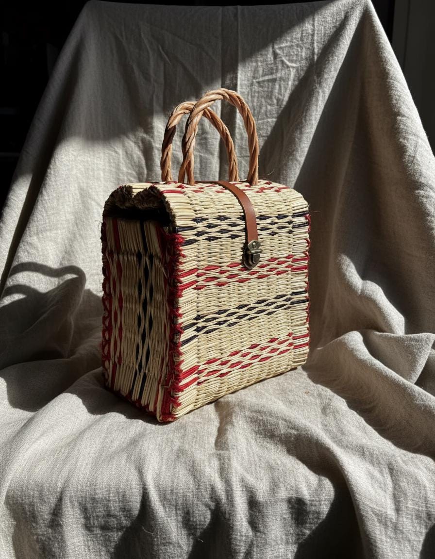 Portuguese Reed Basket Bag, Hand Woven Summer Tote, Organic Straw Handbag, Traditional Junco Bag from Portugal, Sustainable Gift for Her